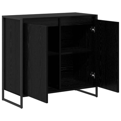 Side Cabinet Black Oak 79 x 36 x 75 cm Engineered Wood