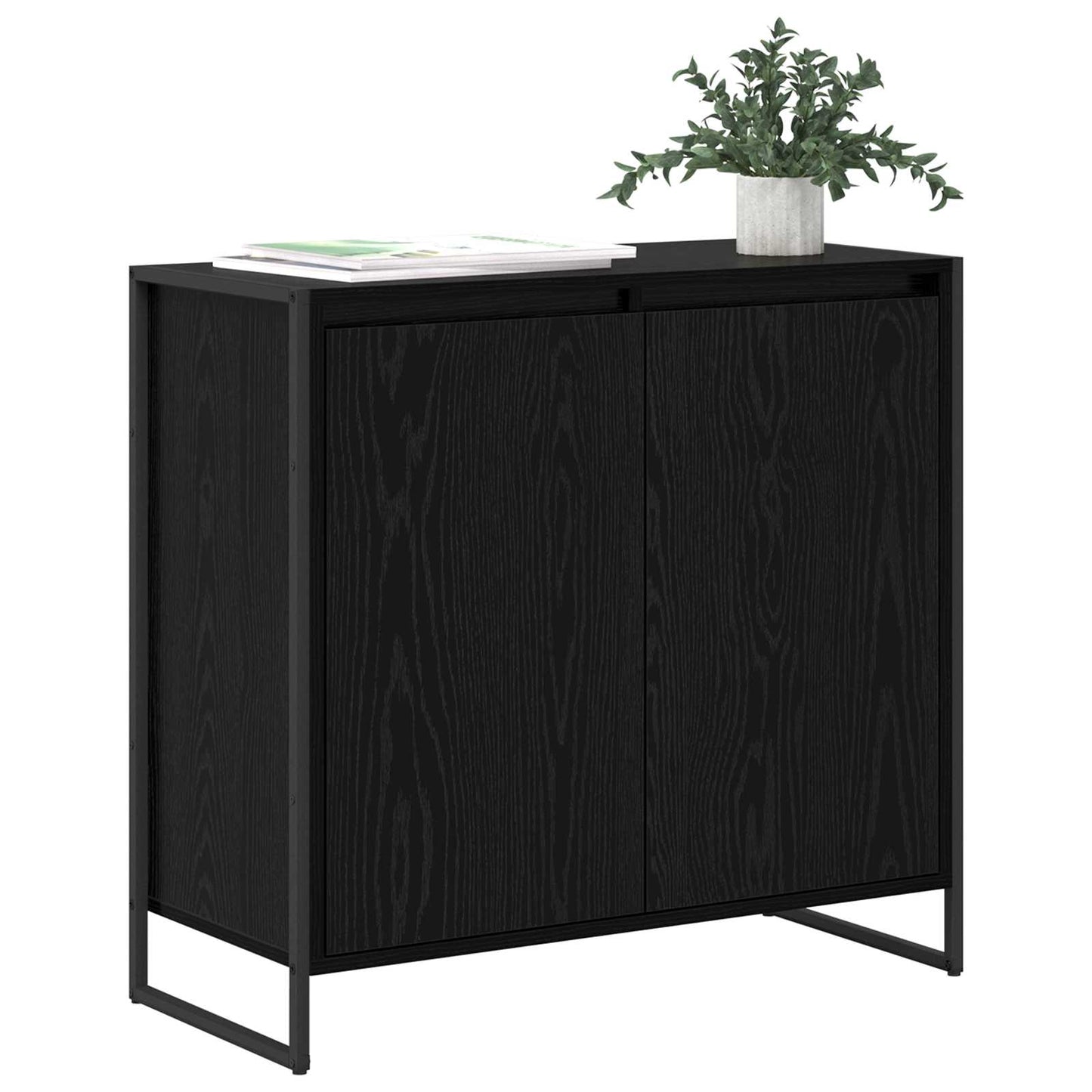 Side Cabinet Black Oak 79 x 36 x 75 cm Engineered Wood