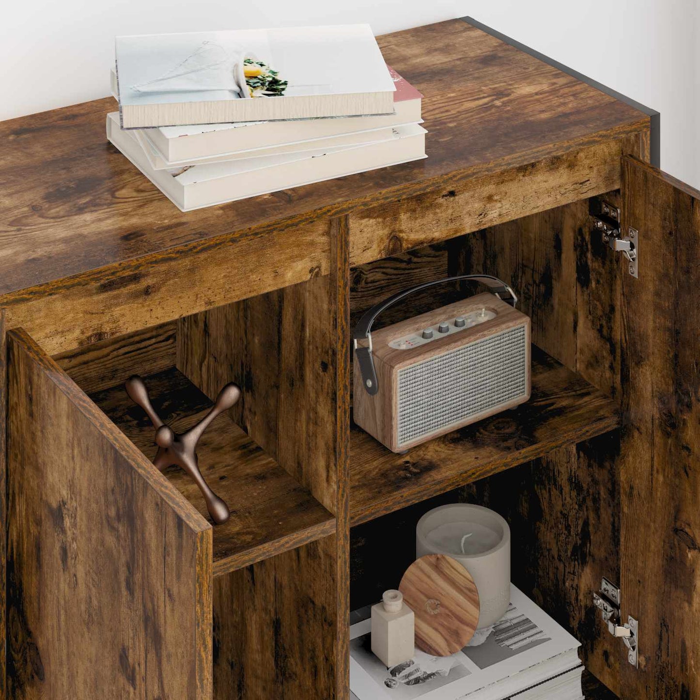 Side Cabinet Smoke Oak 79 x 36 x 75 cm Engineered Wood