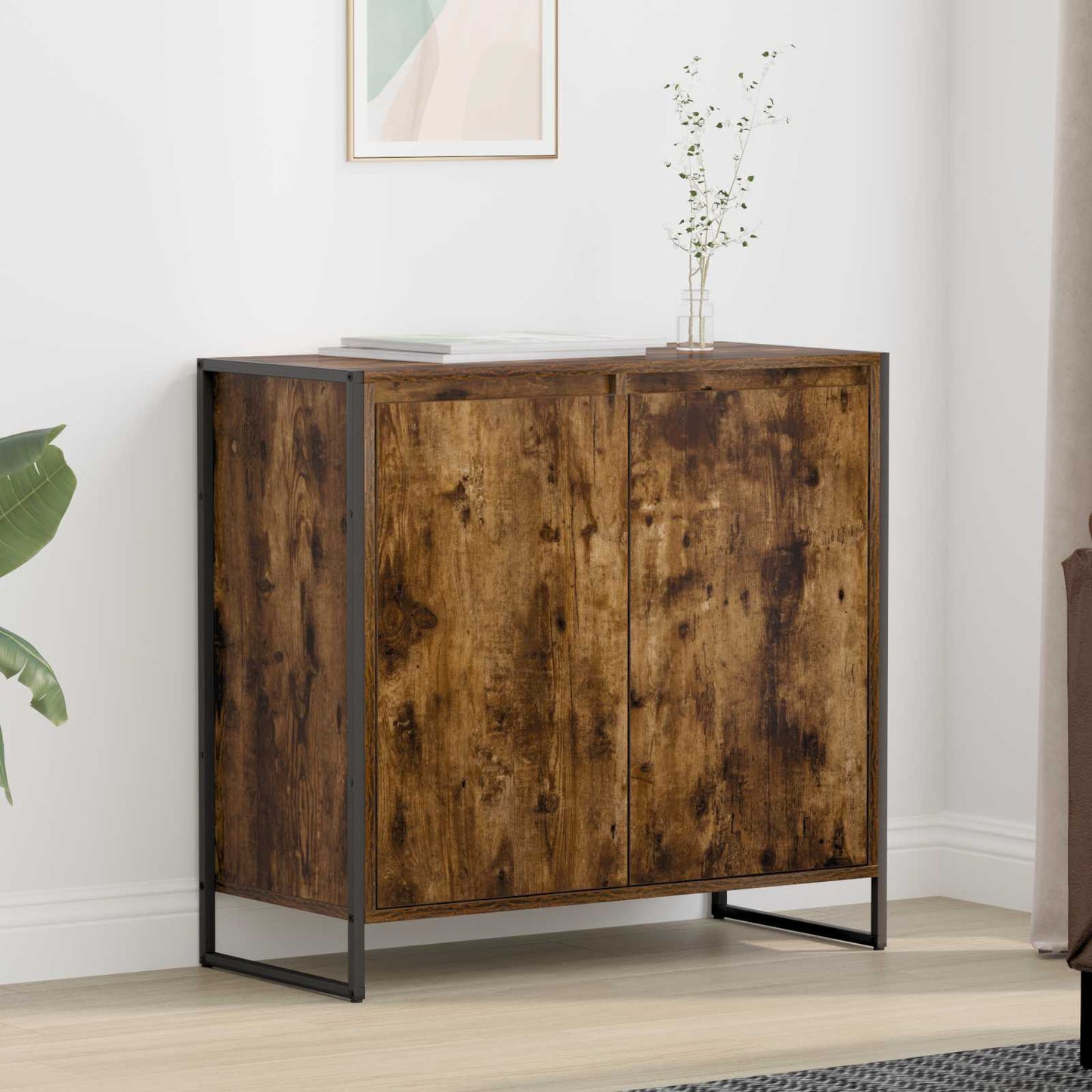 Side Cabinet Smoke Oak 79 x 36 x 75 cm Engineered Wood
