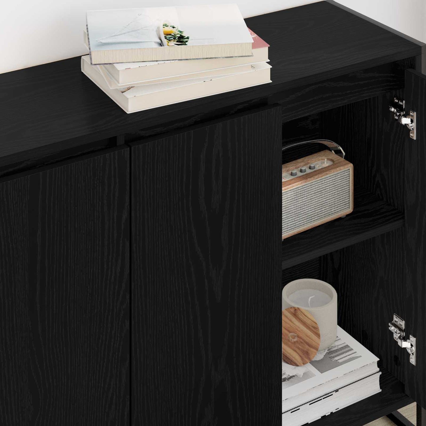 Side Cabinet Black Oak 96.5 x 30 x 75 cm Engineered Wood