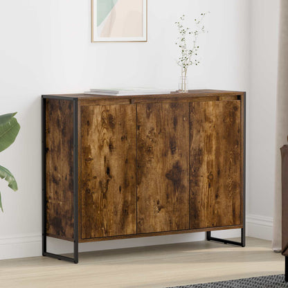 Side Cabinet Smoke Oak 96.5 x 30 x 75 cm Engineered Wood