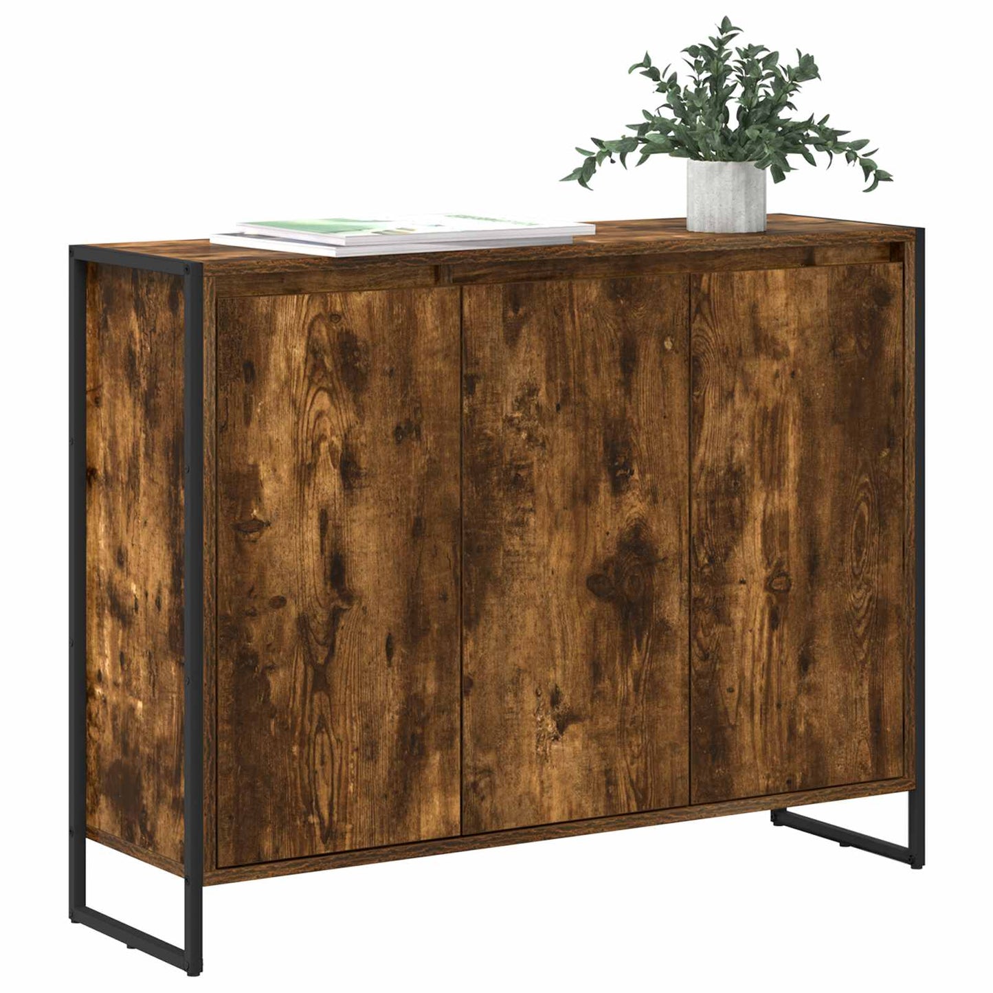 Side Cabinet Smoke Oak 96.5 x 30 x 75 cm Engineered Wood