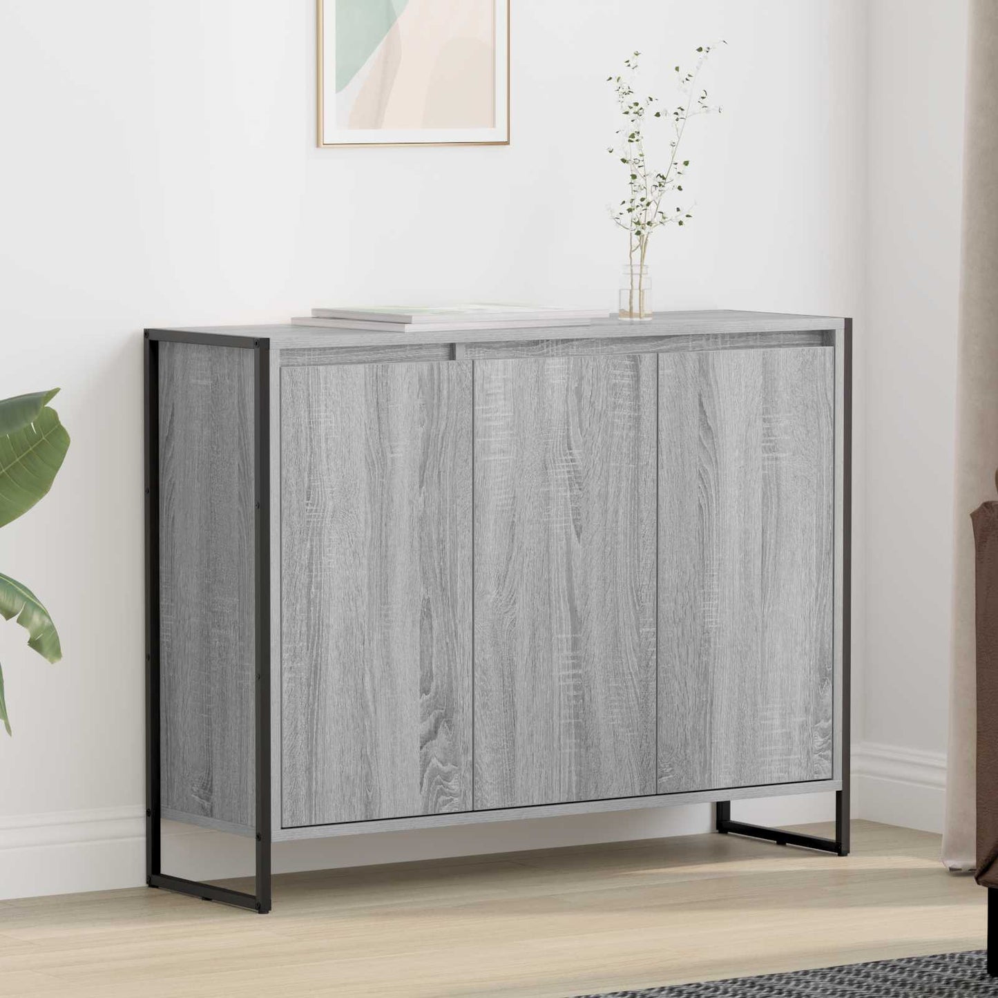 Side Cabinet Grey Sonoma 96.5 x 30 x 75 cm Engineered Wood