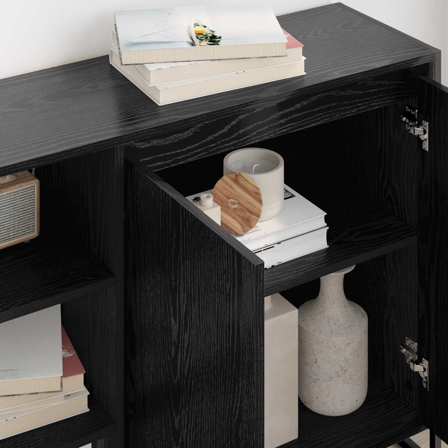 Side Cabinet Black Oak 96.5 x 30 x 75 cm Engineered Wood