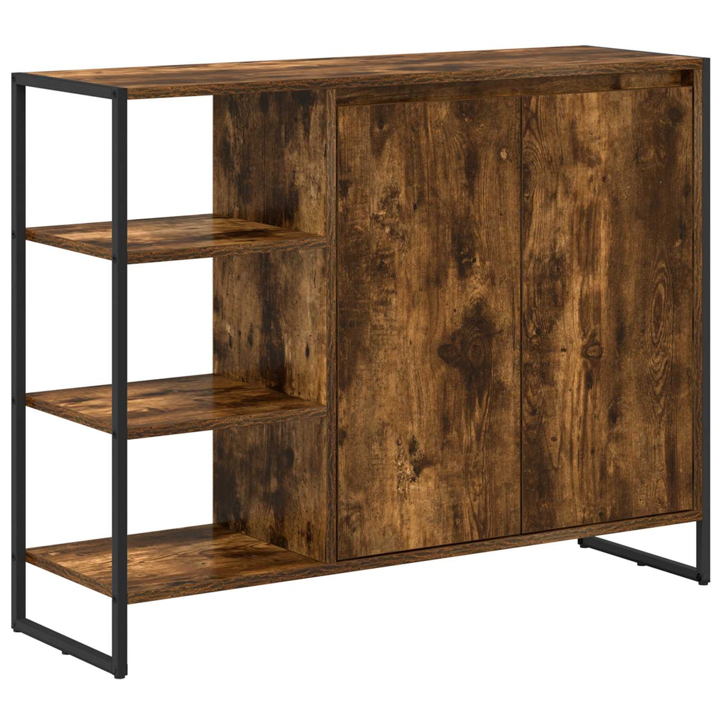 Side Cabinet Smoke Oak 96.5 x 30 x 75 cm Engineered Wood
