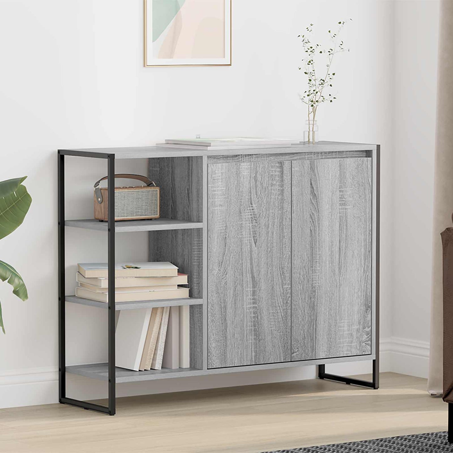 Side Cabinet Grey Sonoma 96.5 x 30 x 75 cm Engineered Wood