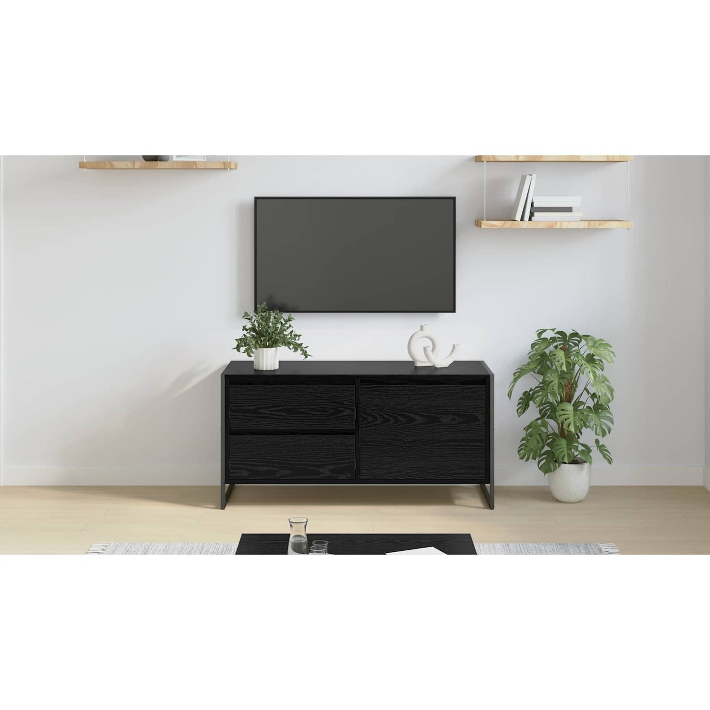 TV Cabinet Black Oak 100 x 36 x 49.5 cm Engineered Wood