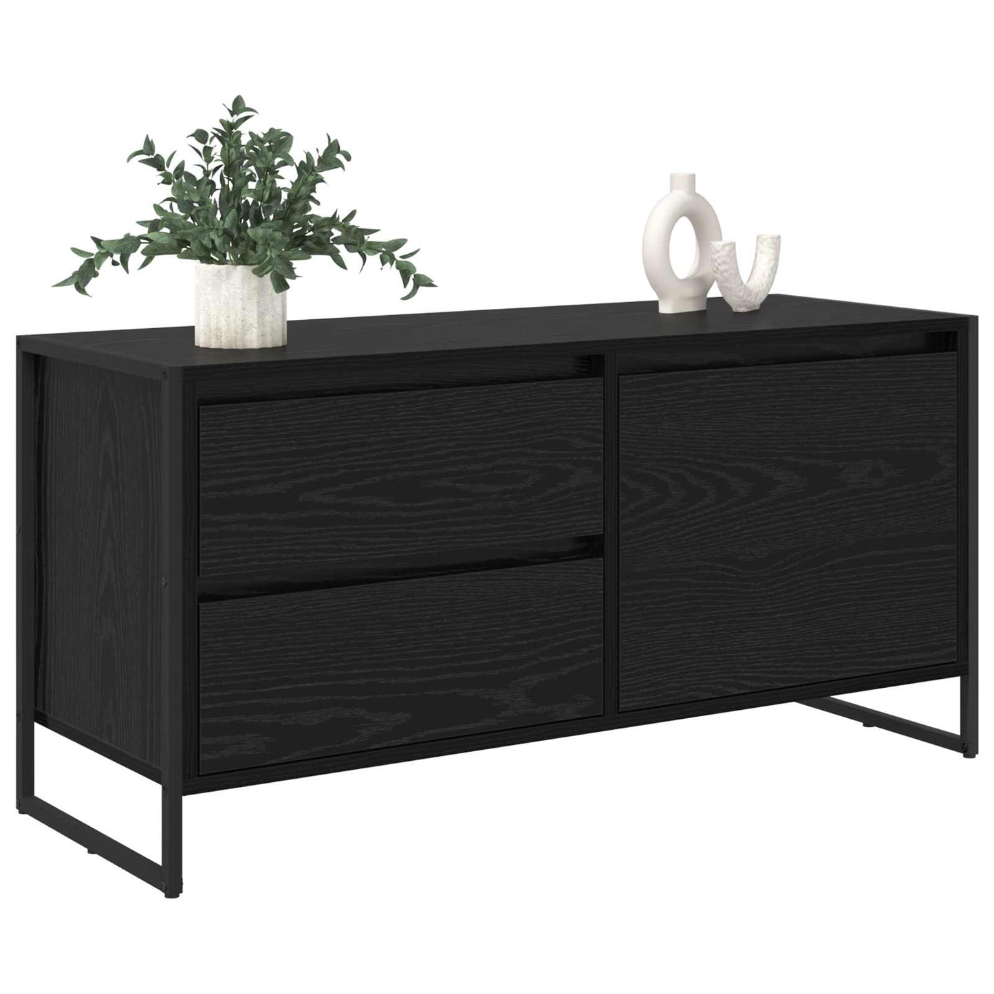 TV Cabinet Black Oak 100 x 36 x 49.5 cm Engineered Wood