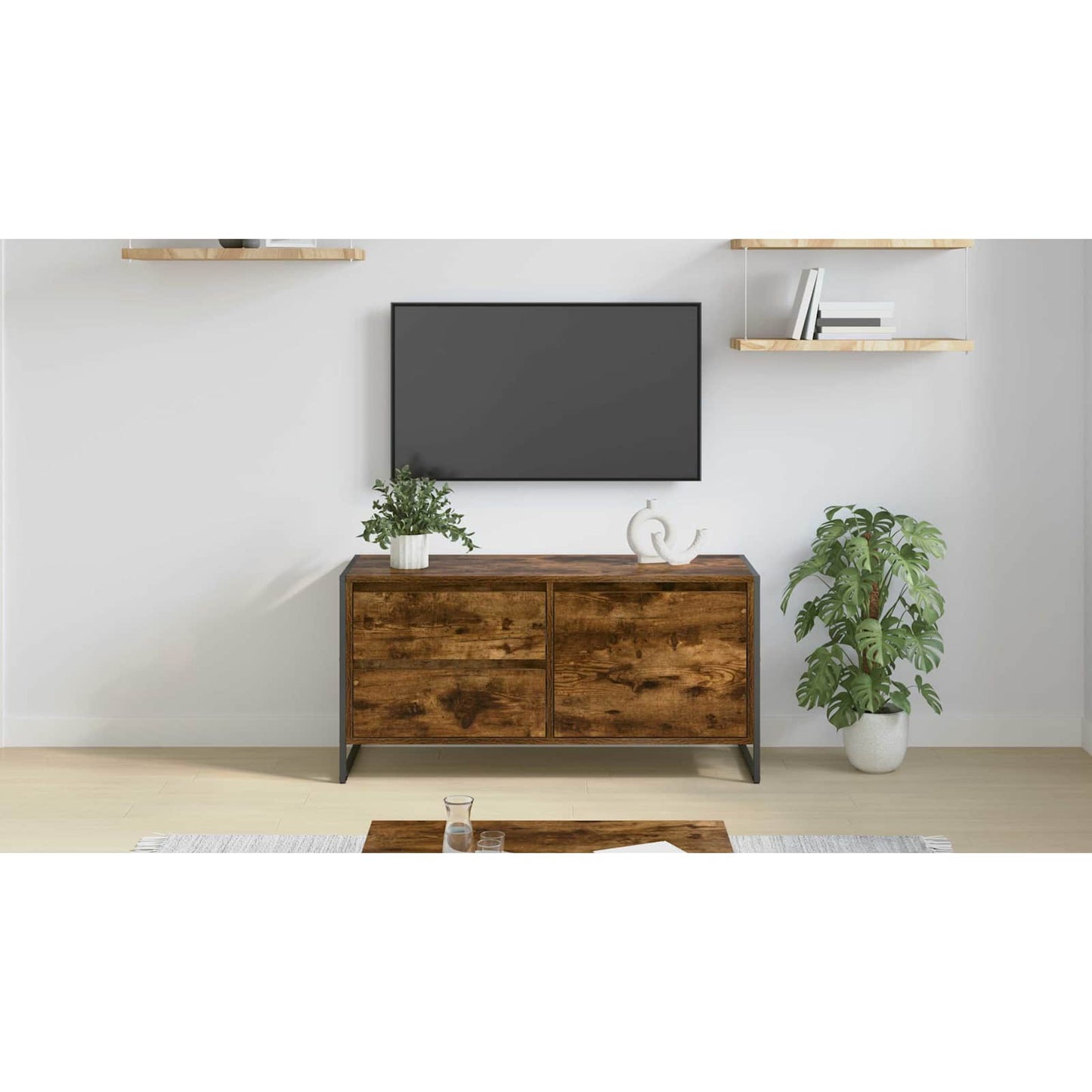 TV Cabinet Smoke Oak 100 x 36 x 49.5 cm Engineered Wood
