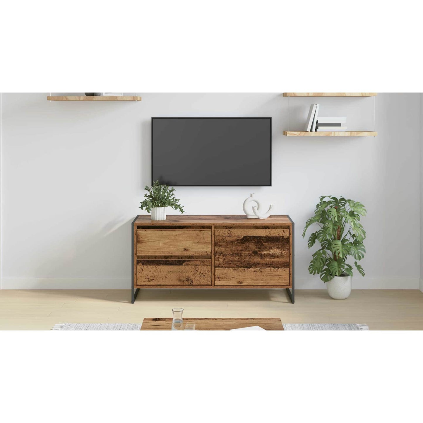 TV Cabinet Old Wood 100 x 36 x 49.5 cm Engineered Wood