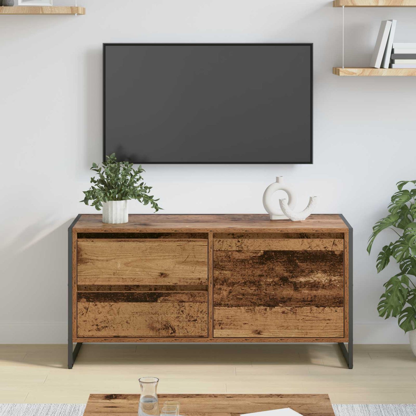 TV Cabinet Old Wood 100 x 36 x 49.5 cm Engineered Wood
