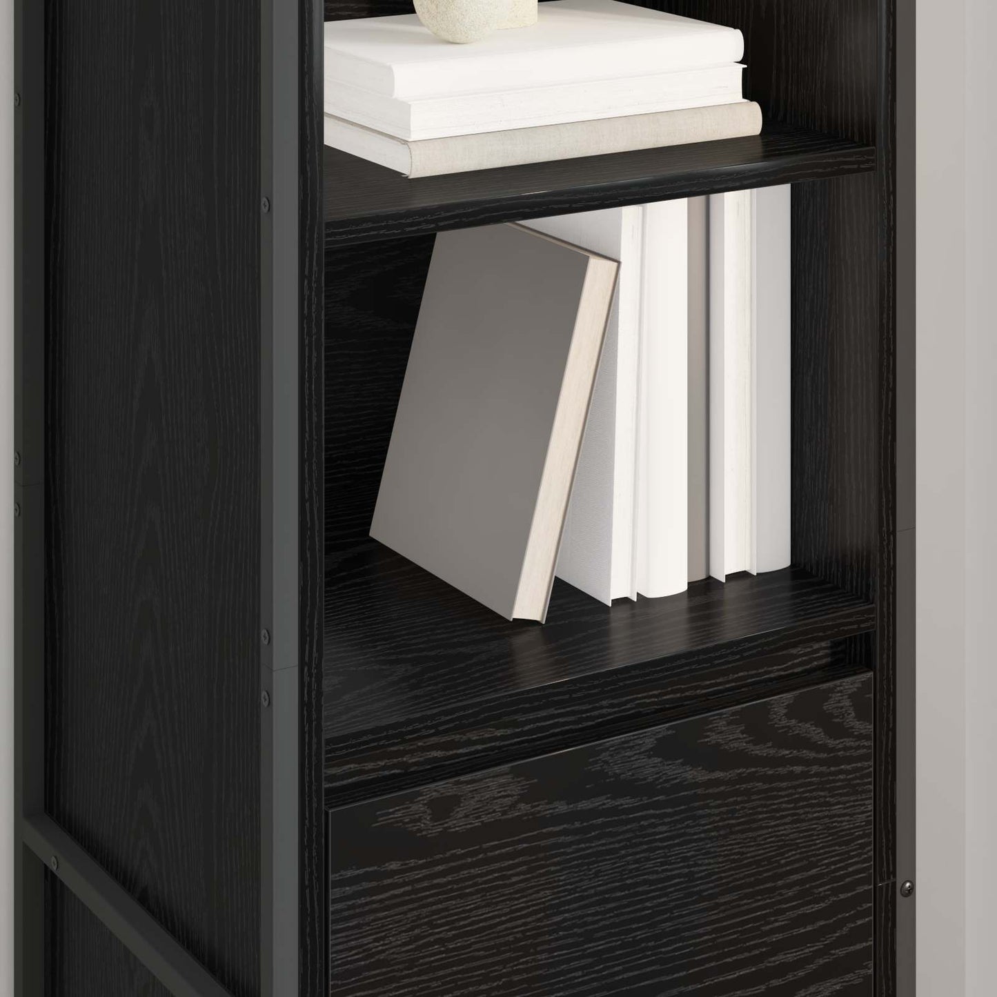 Book Cabinet Black Oak 43 x 36 x 150.5 cm Engineered Wood