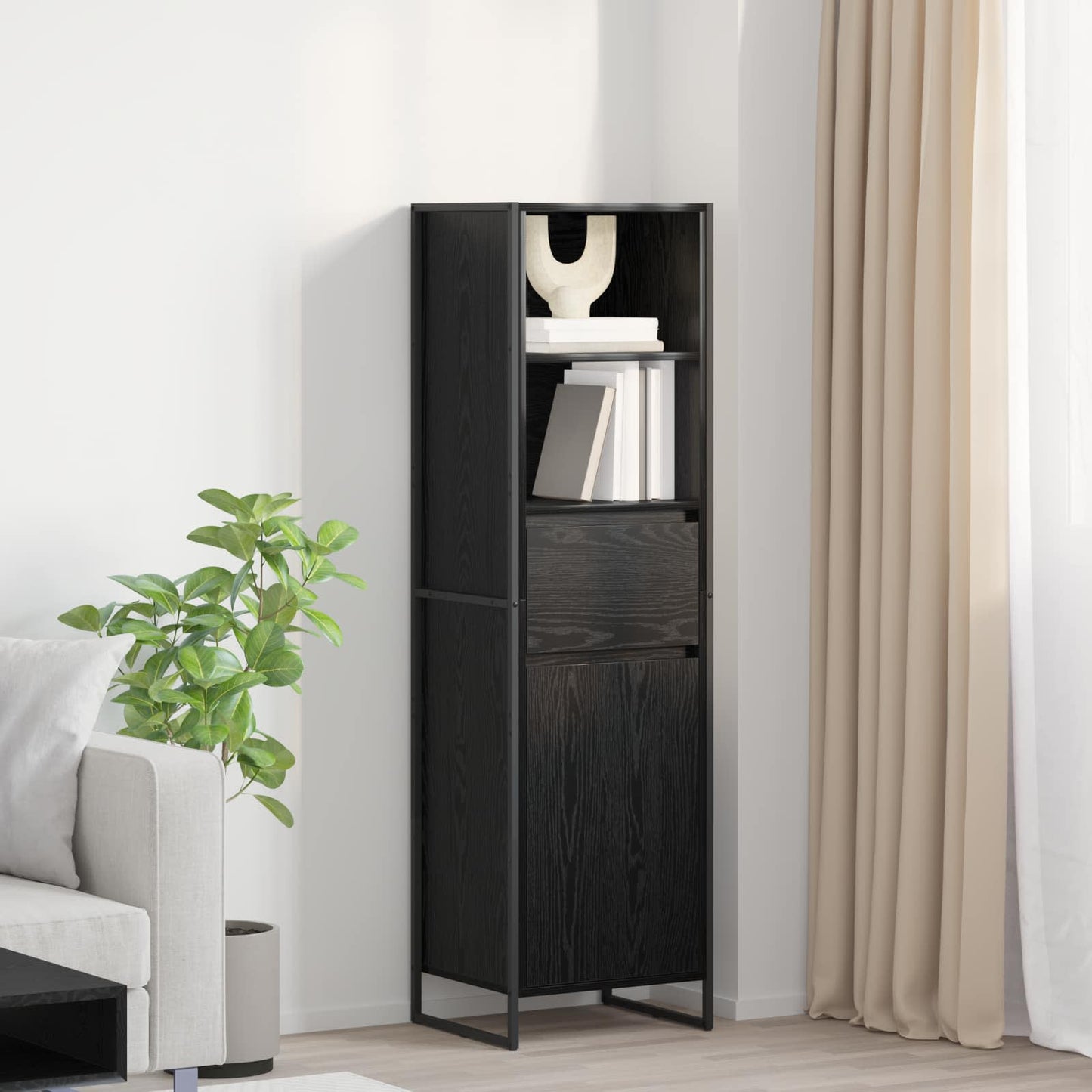 Book Cabinet Black Oak 43 x 36 x 150.5 cm Engineered Wood