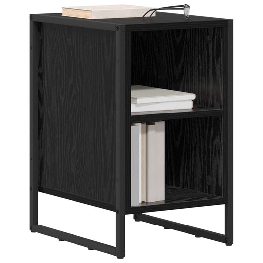 Bedside Table Black Oak 39.5 x 30 x 50 cm Engineered Wood