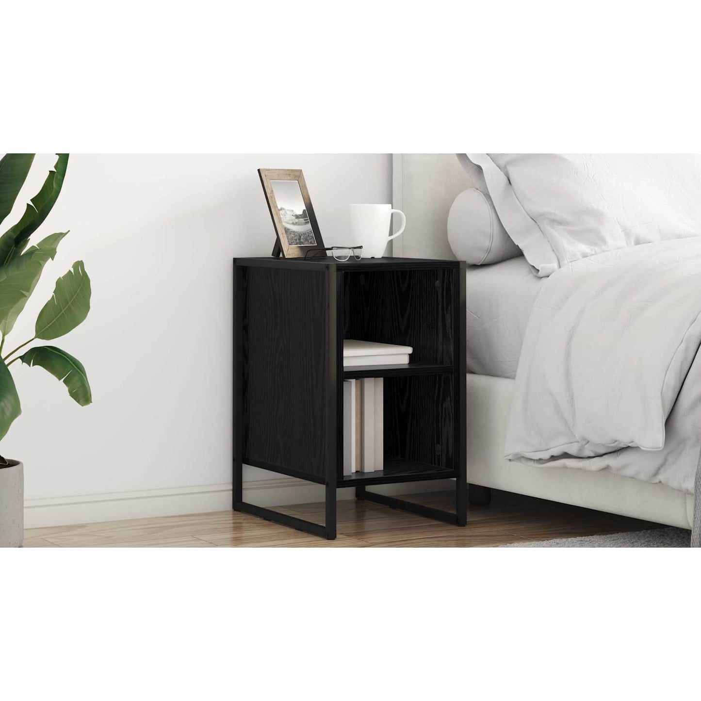 Bedside Table 2 pcs Black Oak 39.5 x 30 x 50 cm Engineered Wood
