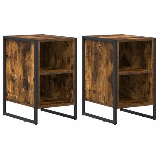 Bedside Table 2 pcs Smoke Oak 39.5 x 30 x 50 cm Engineered Wood
