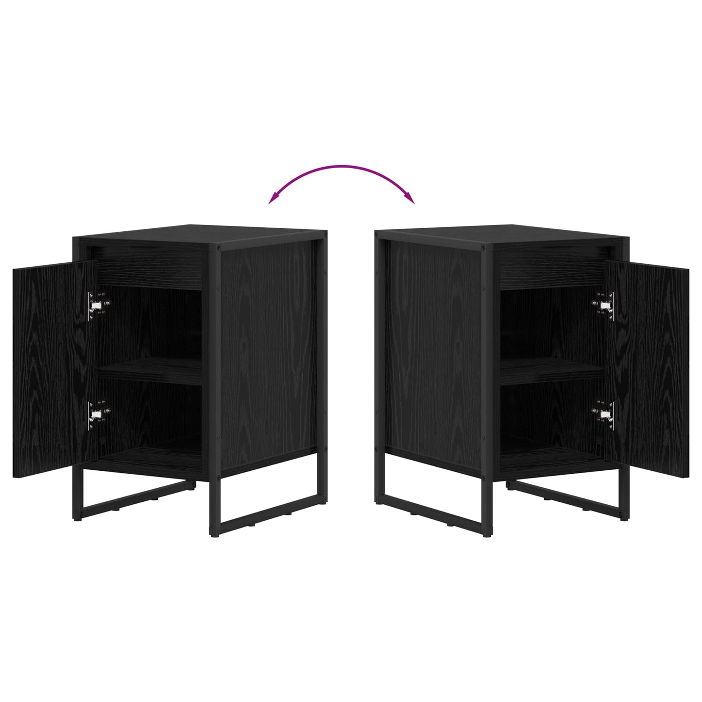 Bedside Table Black Oak 39.5 x 30 x 50 cm Engineered Wood