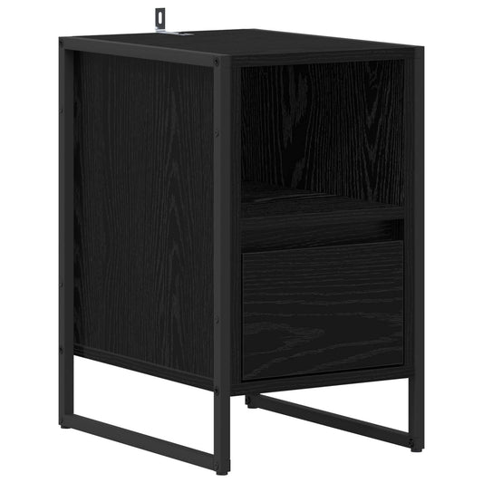 Bedside Table Black Oak 39.5 x 30 x 50 cm Engineered Wood