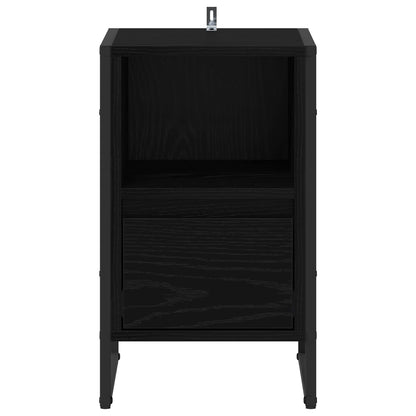 Bedside Table Black Oak 39.5 x 30 x 50 cm Engineered Wood