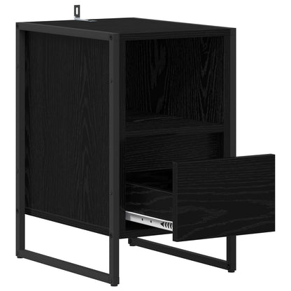 Bedside Table 2 pcs Black Oak 39.5 x 30 x 50 cm Engineered Wood