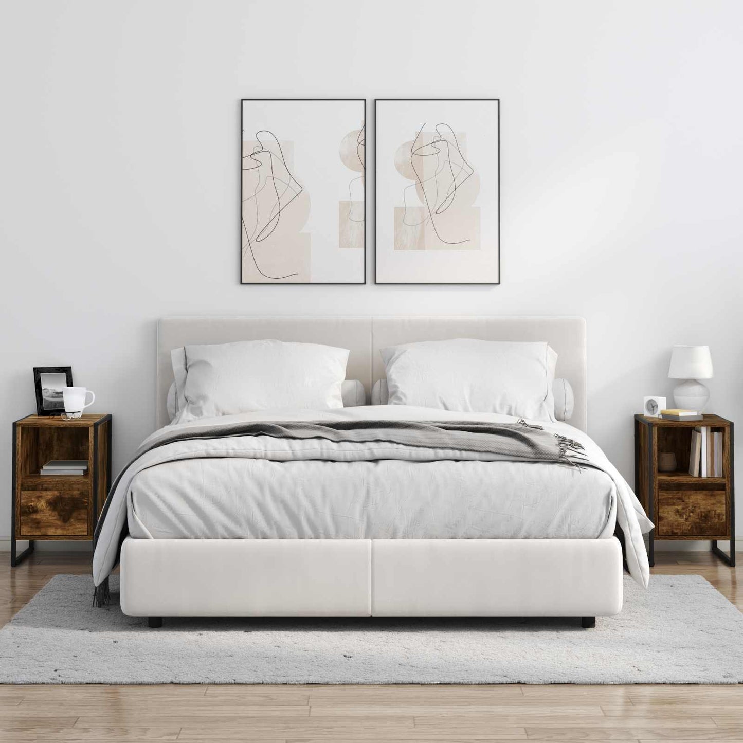 Bedside Table Smoke Oak 39.5 x 30 x 50 cm Engineered Wood