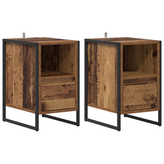 Bedside Table 2 pcs Old Wood 39.5 x 30 x 50 cm Engineered Wood