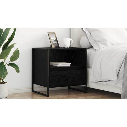Bedside Table Black Oak 50 x 39.5 x 50 cm Engineered Wood