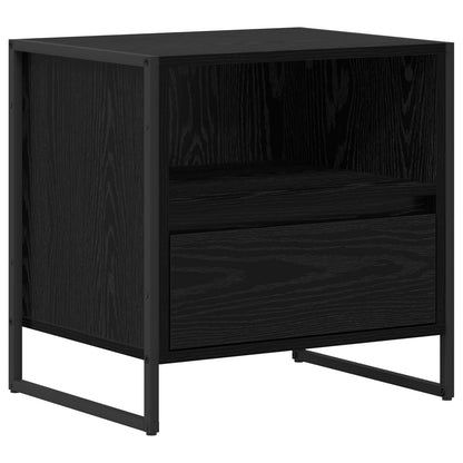 Bedside Table Black Oak 50 x 39.5 x 50 cm Engineered Wood