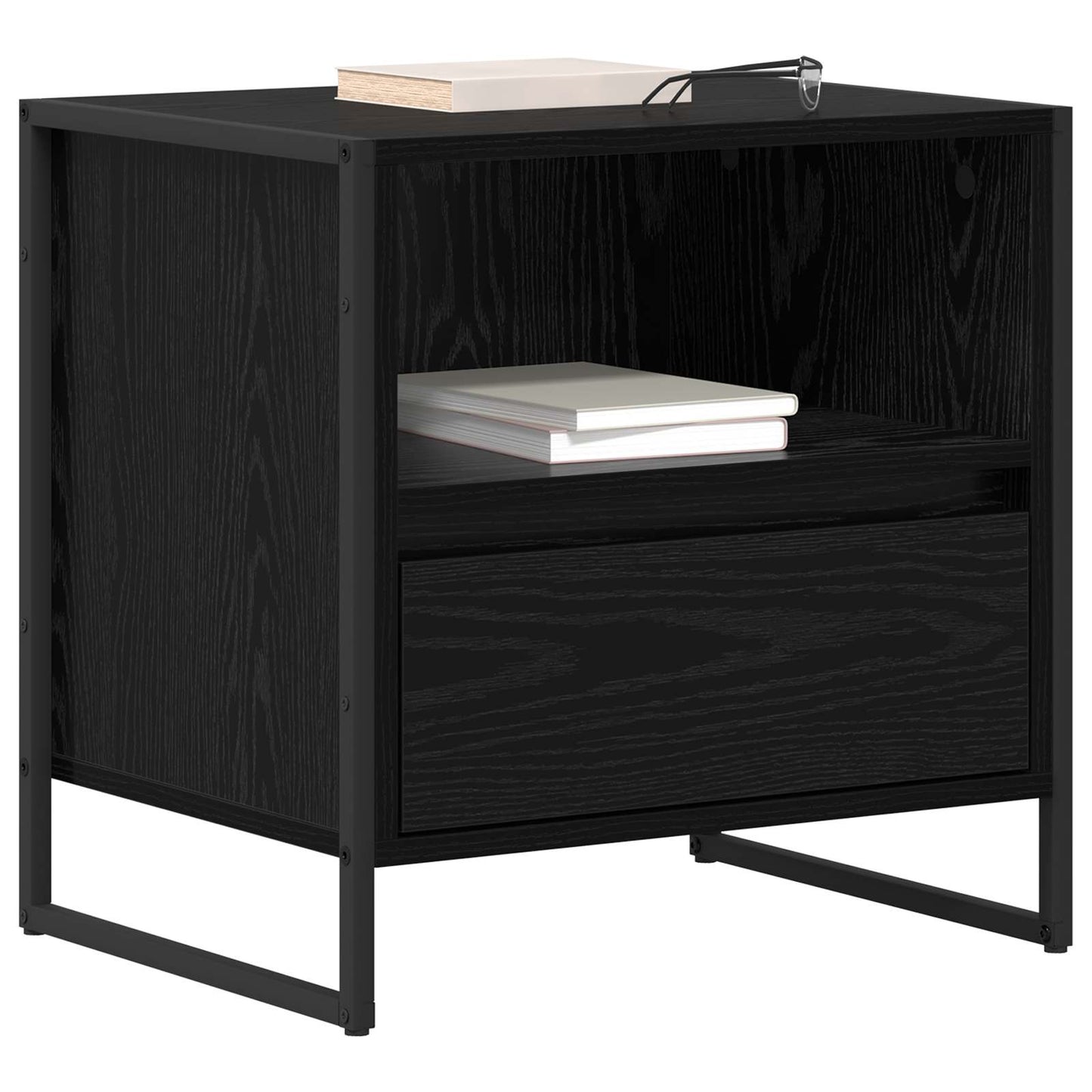 Bedside Table 2 pcs Black Oak 50 x 39.5 x 50 cm Engineered Wood