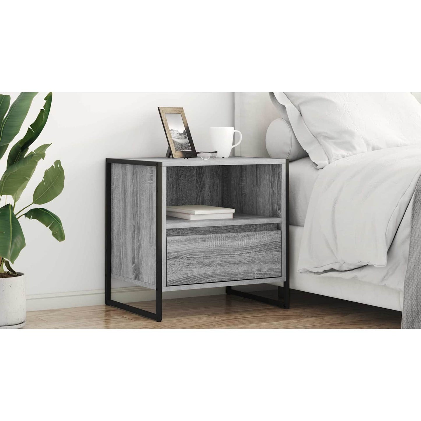 Bedside Table Grey Sonoma 50 x 39.5 x 50 cm Engineered Wood