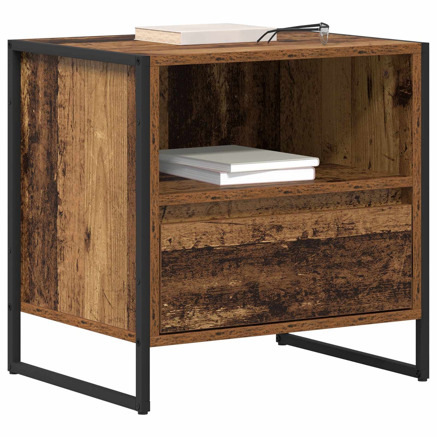 Bedside Table Old Wood 50 x 39.5 x 50 cm Engineered Wood