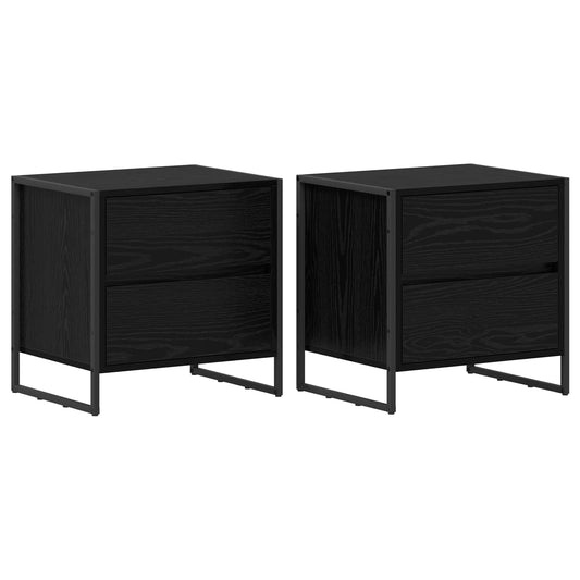 Bedside Table 2 pcs Black Oak 50 x 39.5 x 50 cm Engineered Wood