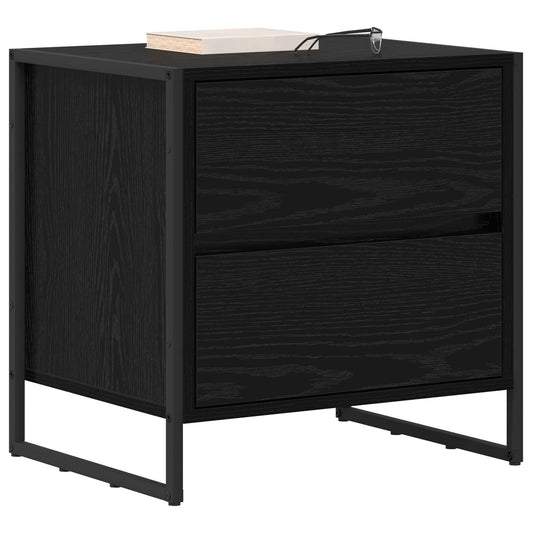 Bedside Table 2 pcs Black Oak 50 x 39.5 x 50 cm Engineered Wood
