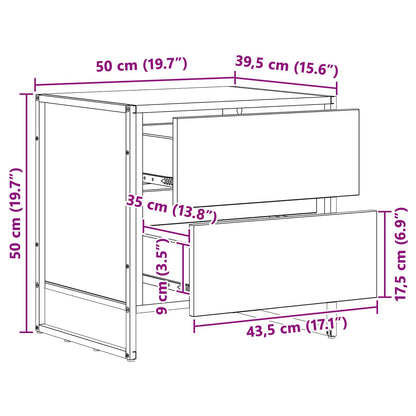 Bedside Table Smoke Oak 50 x 39.5 x 50 cm Engineered Wood