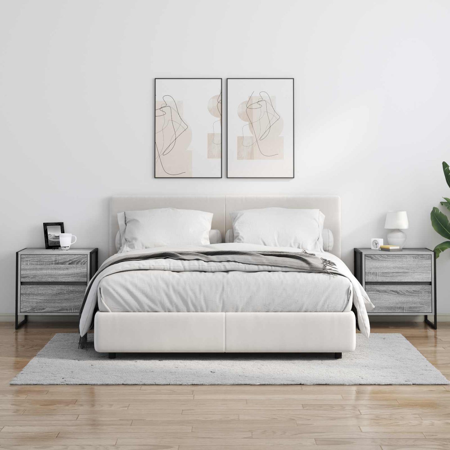 Bedside Table Grey Sonoma 50 x 39.5 x 50 cm Engineered Wood