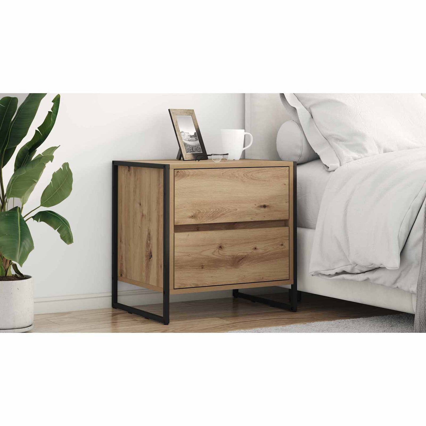 Bedside Table with Drawer 2 pcs Artisian Oak 50 x 39.5 x 50 cm