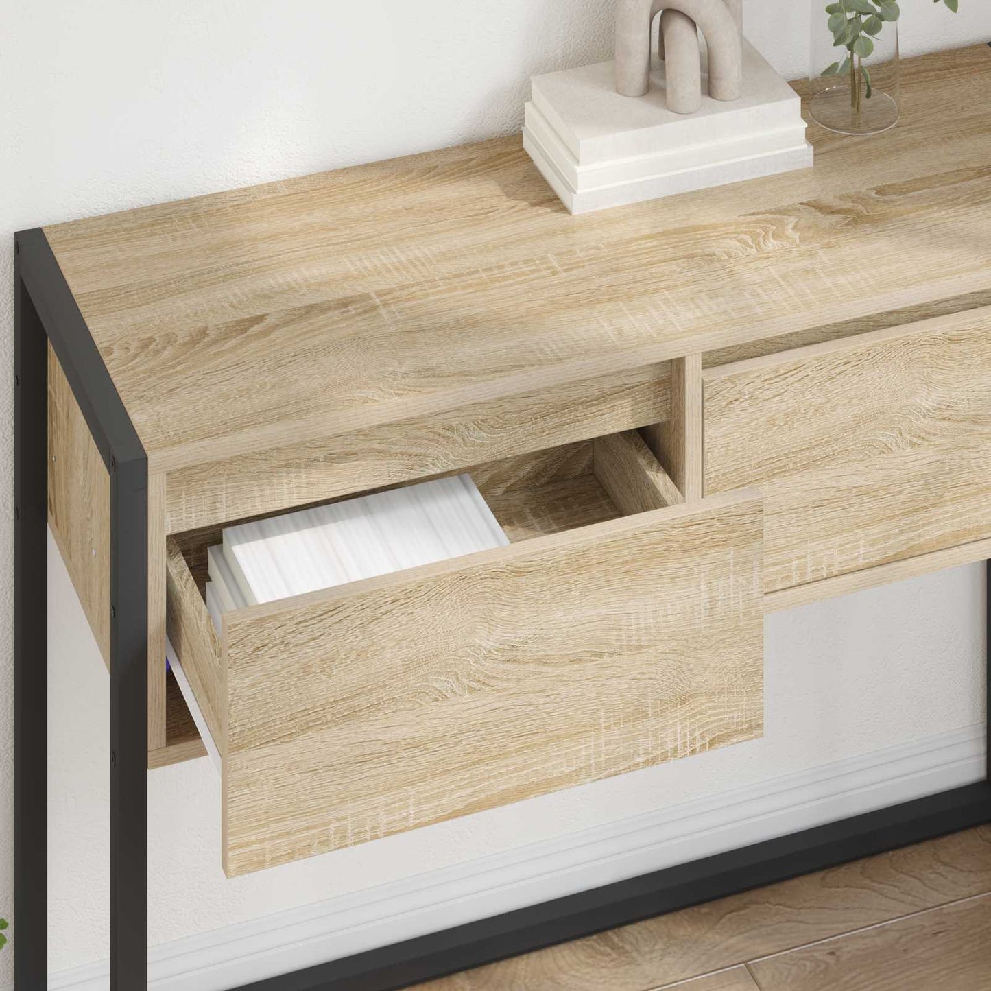 End Table with Drawer Sonoma 100 x 36 x 75 cm Engineered Wood
