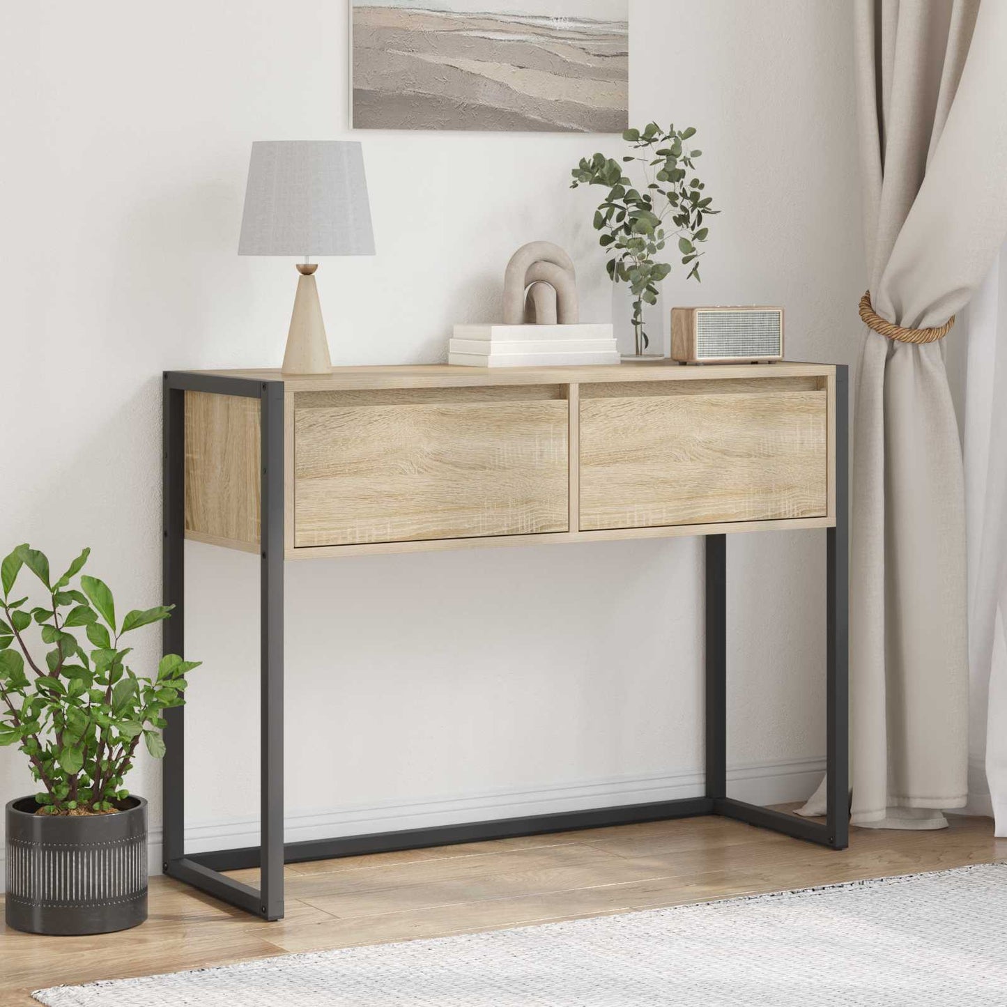 End Table with Drawer Sonoma 100 x 36 x 75 cm Engineered Wood