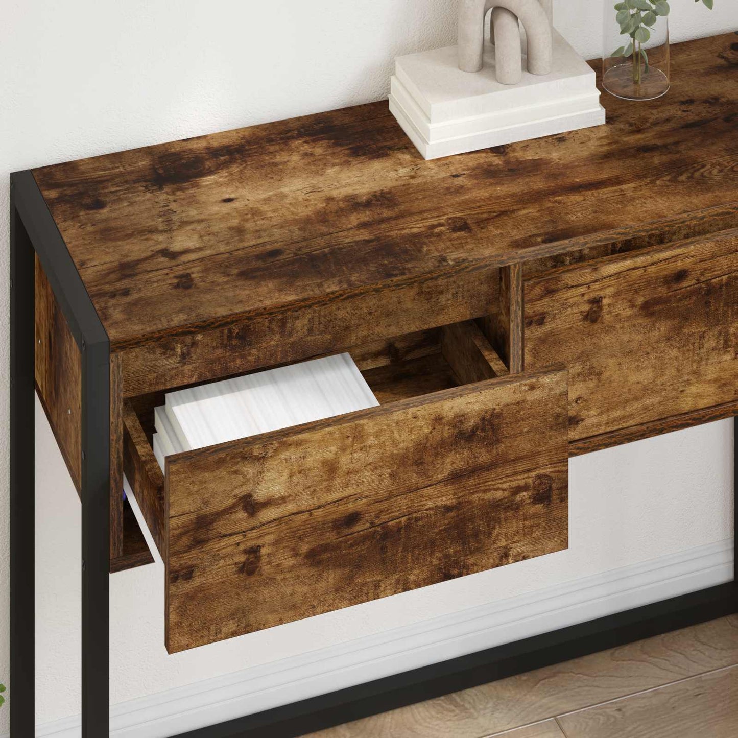 End Table Smoke Oak 100 x 36 x 75 cm Engineered Wood