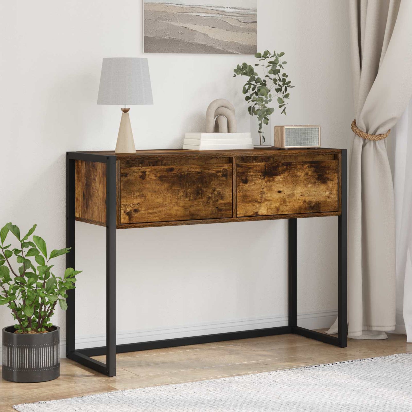 End Table Smoke Oak 100 x 36 x 75 cm Engineered Wood