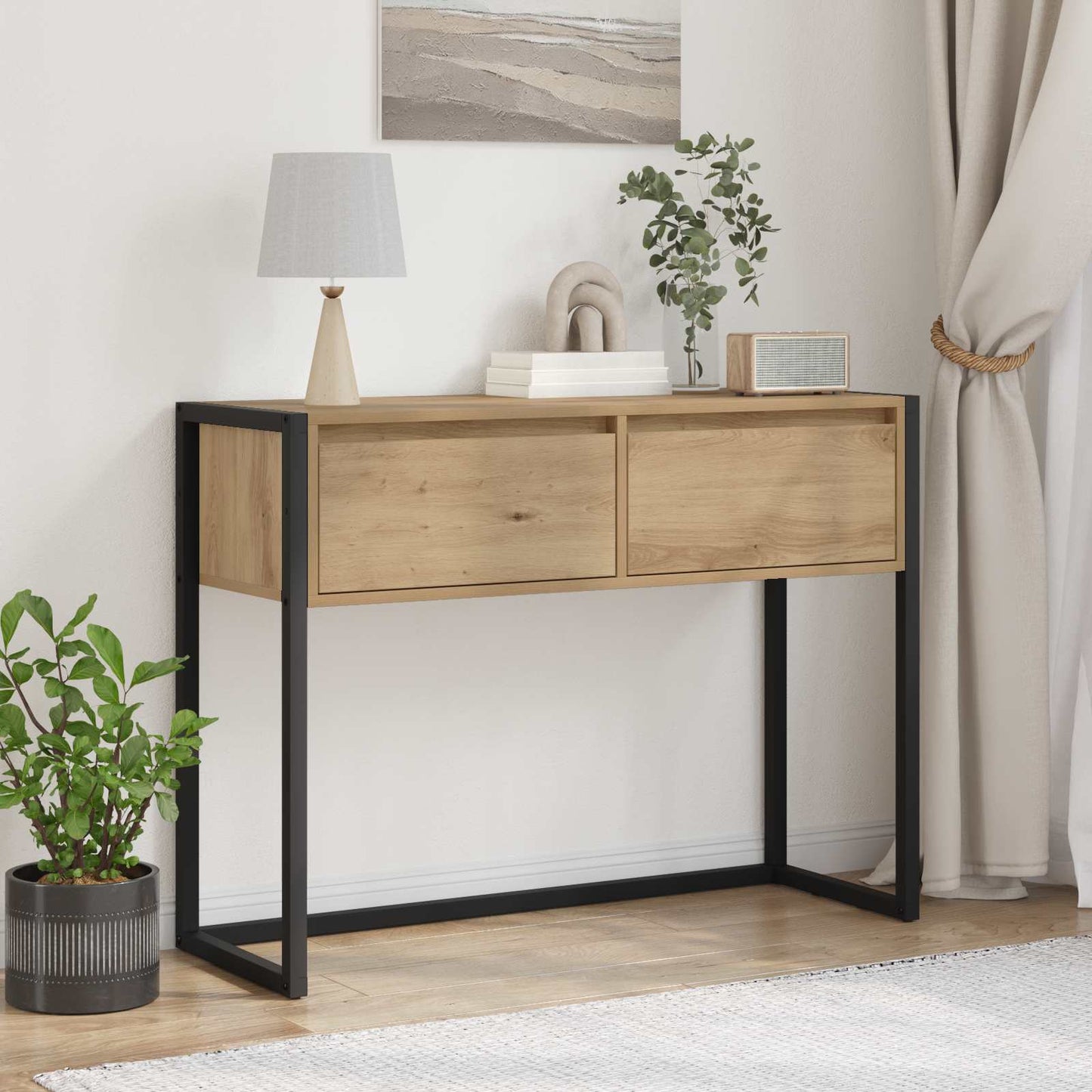 End Table Artisian Oak 100 x 36 x 75 cm Engineered Wood