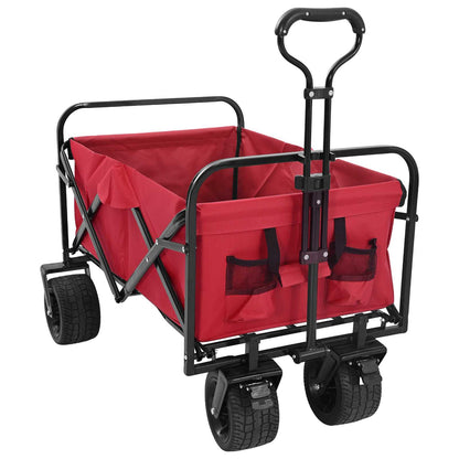 Folding Wagon Red 89 x 63 x 96 cm Steel and Polyester Oxford