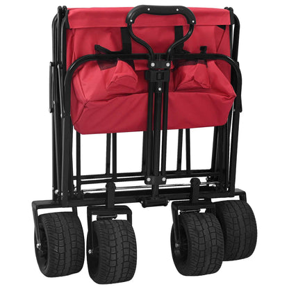 Folding Wagon Red 89 x 63 x 96 cm Steel and Polyester Oxford