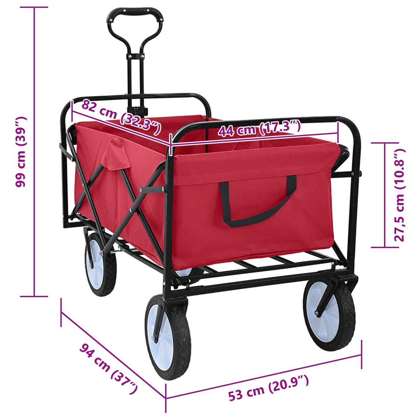 Folding Hand Trolley Manual Red 94 x 53 x 99 cm Oxford Cloth