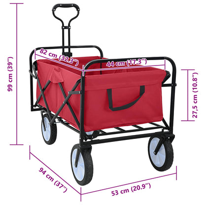 Folding Hand Trolley Manual Red 94 x 53 x 99 cm Oxford Cloth