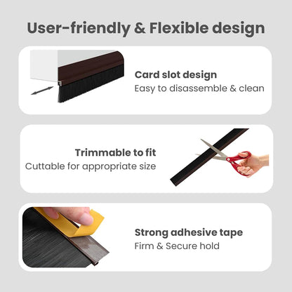 Self-adhesive Door Brush Seals 2 pcs Brown 100 cm