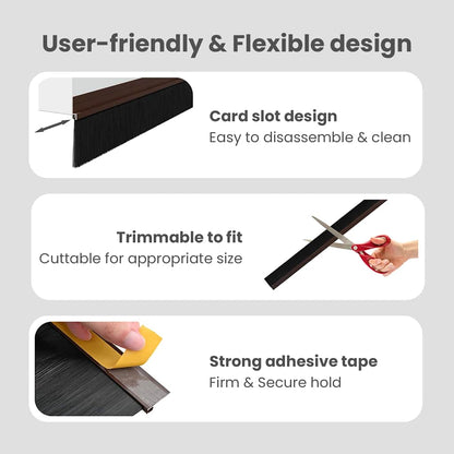 Self-adhesive Door Brush Seals 2 pcs Brown 100 cm