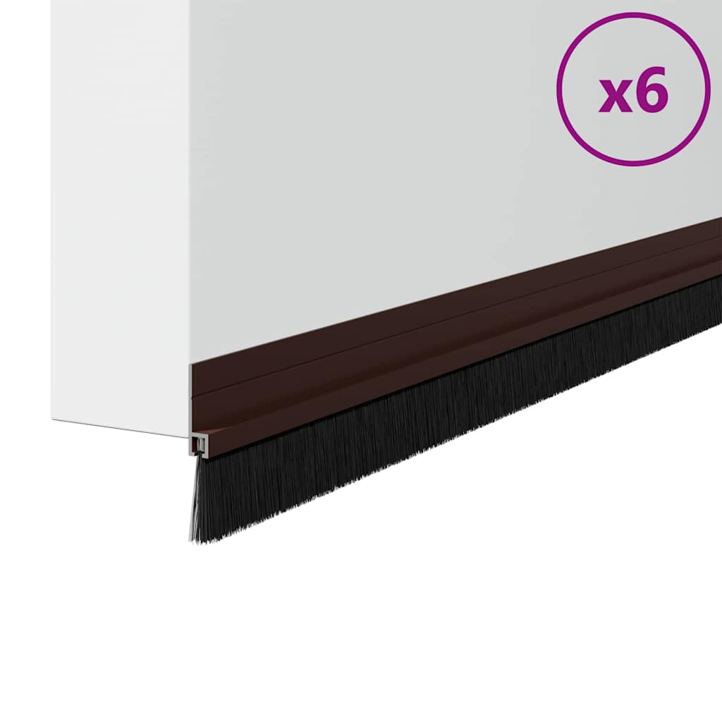 Self-adhesive Door Brush Seals 6 pcs Brown 100 cm