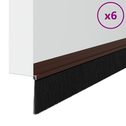 Self-adhesive Door Brush Seals 6 pcs Brown 100 cm